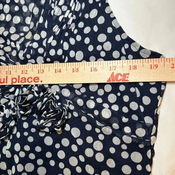 INC Size XL Polka Dot Rosette Flirty Ruffle Tank Top Office Retro Cosplay - Picture 9 of 9